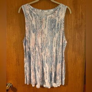 Nine West Tank Top, swing style, Size XXL, White with blue and pink, NWOT